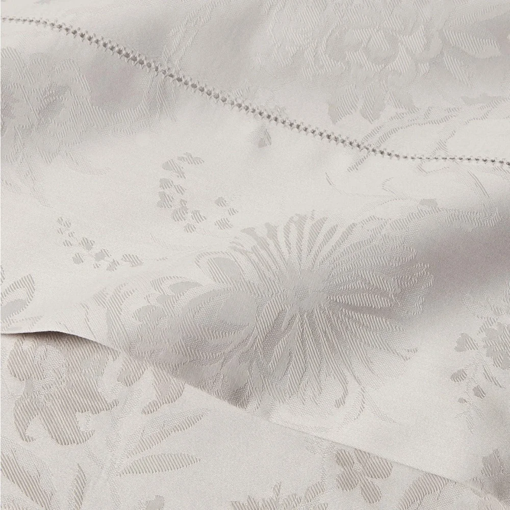 Ralph Lauren Home Bethany Jacquard Organic Cotton Queen Fitted Sheet Silver, NWT